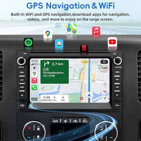 راديو السيارة لسيارة Chevy Silverado GMC Sierra Yukon 2007-2013، Android 13 شاشة تعمل باللمس CarPlay Android Auto Bluetooth GPS Navigation 2+32G وحدة رئيسية مع كاميرا احتياطية in Kuwait