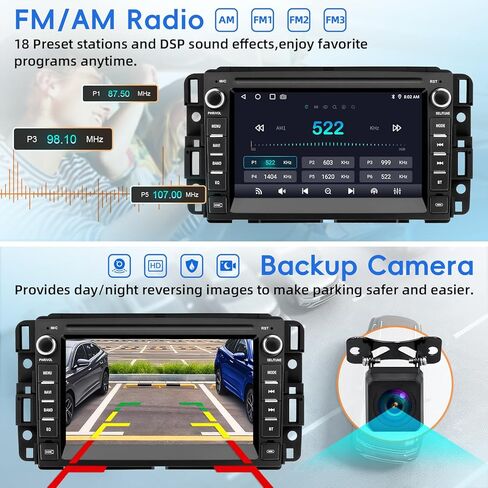 راديو السيارة لسيارة Chevy Silverado GMC Sierra Yukon 2007-2013، Android 13 شاشة تعمل باللمس CarPlay Android Auto Bluetooth GPS Navigation 2+32G وحدة رئيسية مع كاميرا احتياطية in Kuwait