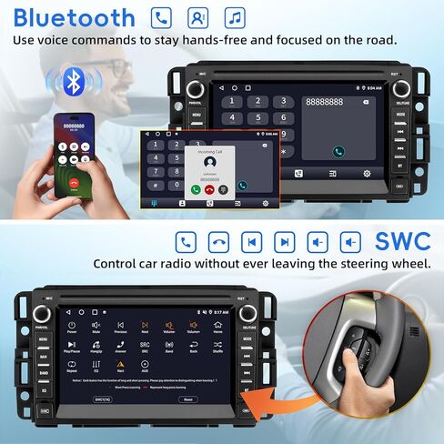 راديو السيارة لسيارة Chevy Silverado GMC Sierra Yukon 2007-2013، Android 13 شاشة تعمل باللمس CarPlay Android Auto Bluetooth GPS Navigation 2+32G وحدة رئيسية مع كاميرا احتياطية in Kuwait