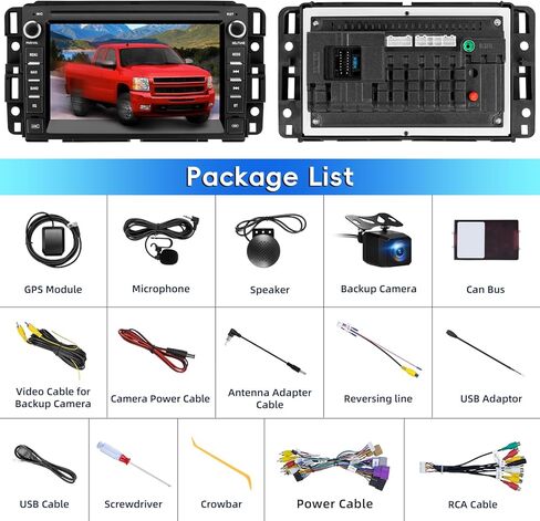راديو السيارة لسيارة Chevy Silverado GMC Sierra Yukon 2007-2013، Android 13 شاشة تعمل باللمس CarPlay Android Auto Bluetooth GPS Navigation 2+32G وحدة رئيسية مع كاميرا احتياطية in Kuwait