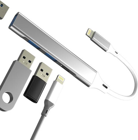 for Apple Lightning to USB 3 Camera Adapter for iPhone 14 13 Pro Max (4in1) Digital Card Reader Cable for Ipad Charger Multiport Female OTG Plug Charging Connector Mouse Connection Lighting Jack Hub in Saudi Arabia