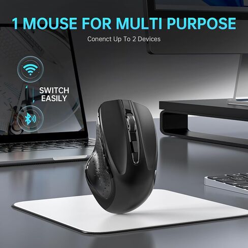 ماوس بلوتوث لاسلكي قابل لإعادة الشحن لأجهزة MacBook air/MacBook pro/Tablet/Mac/Laptop/Apple/PC، استخدام صامت نحيف بلوتوث 5.2/3.0 واستقبال USB من النوع C بتردد 2.4 جيجا هرتز in Kuwait