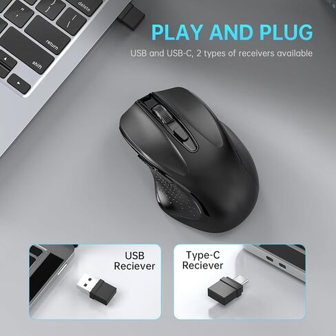 ماوس بلوتوث لاسلكي قابل لإعادة الشحن لأجهزة MacBook air/MacBook pro/Tablet/Mac/Laptop/Apple/PC، استخدام صامت نحيف بلوتوث 5.2/3.0 واستقبال USB من النوع C بتردد 2.4 جيجا هرتز in Kuwait