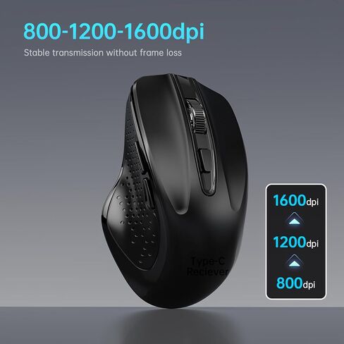 ماوس بلوتوث لاسلكي قابل لإعادة الشحن لأجهزة MacBook air/MacBook pro/Tablet/Mac/Laptop/Apple/PC، استخدام صامت نحيف بلوتوث 5.2/3.0 واستقبال USB من النوع C بتردد 2.4 جيجا هرتز in Kuwait