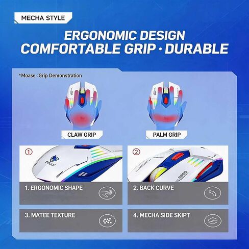 【 Mouse Macro Shortcut Key - 55 inch Cable Length 】 2026 Performance Mecha Mouse for Wired Gaming - Mouse Light Up - Easy USB Connection - Precise Control - Built-in Scroll Wheel Function in Saudi Arabia
