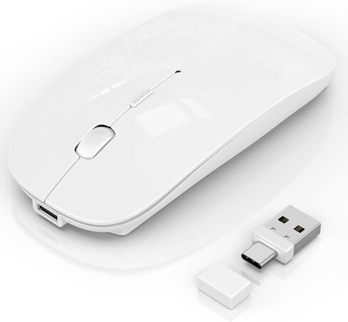 Wireless Mouse for MacBook Pro/Air, Bluetooth Rechargeable Mouse with USB-C, Slim Mouse Jiggler for iPad/iMac/Laptop/PC, 2.4G Dual Mode, Silent Click, Compatible Mac OS/Windows, Black in Saudi Arabia