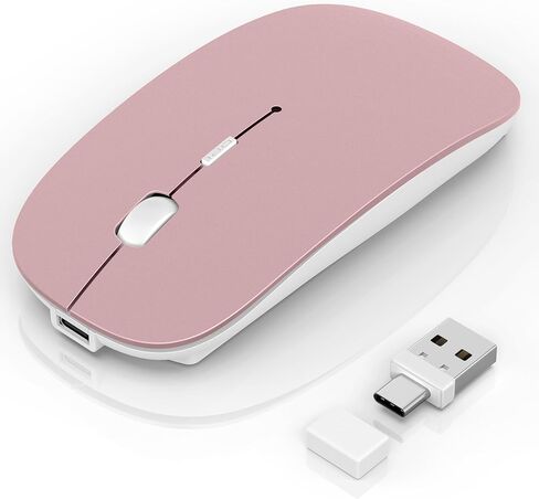 Wireless Mouse for MacBook Pro/Air, Bluetooth Rechargeable Mouse with USB-C, Slim Mouse Jiggler for iPad/iMac/Laptop/PC, 2.4G Dual Mode, Silent Click, Compatible Mac OS/Windows, Black in Saudi Arabia