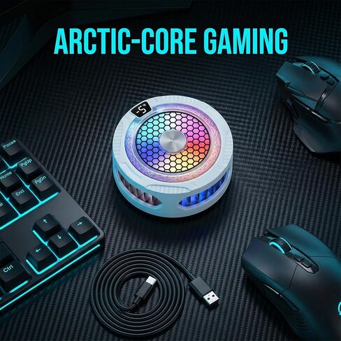 External Cooling Fans for ipad/Surface pro, Compatible for Steam Deck,Universal Radiator with Temperature Display for Mobile Gaming,Tiktok Live Streaming-White in Saudi Arabia