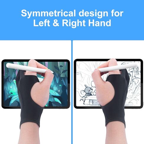 [رفض راحة اليد] قفاز رسم الفنان 4 عبوات من قفازات iPad لشاشة تعمل باللمس ورسومات الكمبيوتر اللوحي واليد اليسرى واليمنى 3 طبقات حشوة قفاز قلم فني رقمي in Kuwait