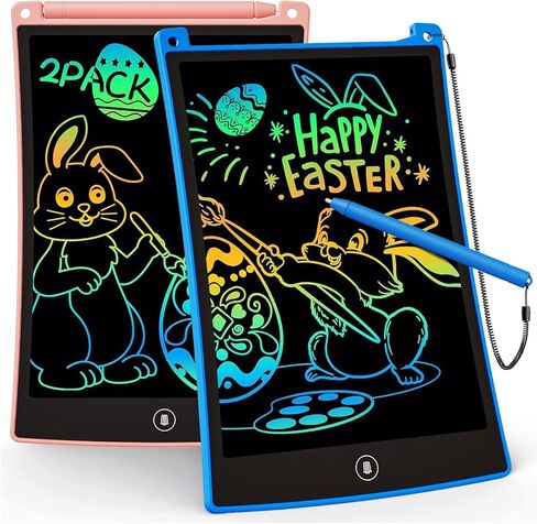 KOKODI 2 Pack 10 Inch LCD Writing Tablet for Kids, Colorful Doodle Board Erasable Drawing Pad, Educational Learning Toys Birthday Gifts for Boys Girls Ages 3 4 5 6 7 8 (Blue & Pink) in Saudi Arabia