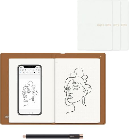 تابلت رسم رقمي 2 في 1 من HUION Note مع قلم خالي من البطارية، لوح كتابة إلكتروني لاسلكي يعمل بالبلوتوث لتدوين الملاحظات والفن الرقمي والاجتماعات، 4 قطع دفاتر ملاحظات مقاس A5 قابلة لإعادة الملء in Saudi Arabia