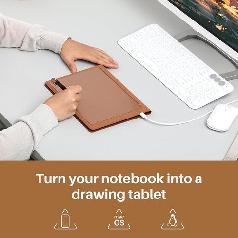 تابلت رسم رقمي 2 في 1 من HUION Note مع قلم خالي من البطارية، لوح كتابة إلكتروني لاسلكي يعمل بالبلوتوث لتدوين الملاحظات والفن الرقمي والاجتماعات، 4 قطع دفاتر ملاحظات مقاس A5 قابلة لإعادة الملء in Saudi Arabia