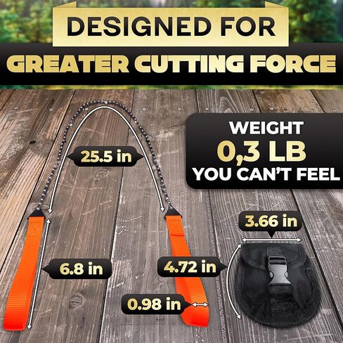 High Limb Rope Saw for Trees – 25.5″ Pocket Chainsaw for Camping, Hiking & Survival Gear, Stainless Steel Hand Cable Saw with Bi-Directional 11 Teeth for Cutting Branches – Compact Folding Storage Bag in Saudi Arabia