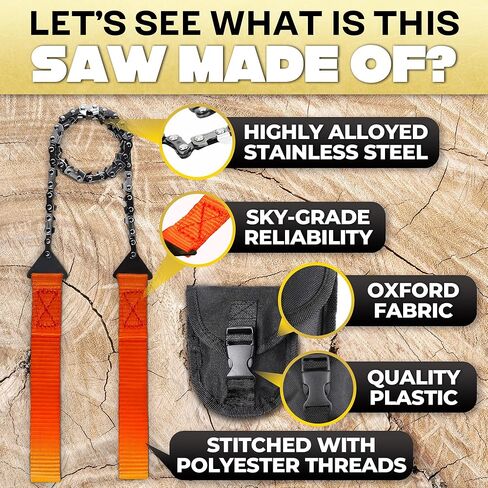 High Limb Rope Saw for Trees – 25.5″ Pocket Chainsaw for Camping, Hiking & Survival Gear, Stainless Steel Hand Cable Saw with Bi-Directional 11 Teeth for Cutting Branches – Compact Folding Storage Bag in Saudi Arabia
