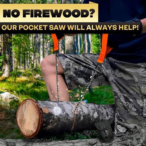 High Limb Rope Saw for Trees – 25.5″ Pocket Chainsaw for Camping, Hiking & Survival Gear, Stainless Steel Hand Cable Saw with Bi-Directional 11 Teeth for Cutting Branches – Compact Folding Storage Bag in Saudi Arabia