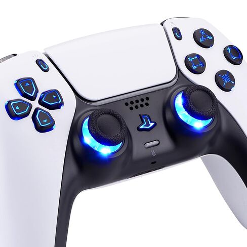eXtremeRate 7 Colors 9 Modes Luminated Dpad Thumbsticks Share Home Face Buttons for PS5 Controller BDM-030 040 050 060, White Classical Symbols Buttons DTF LED Kit for PS5 Controller - NO Controller in Saudi Arabia