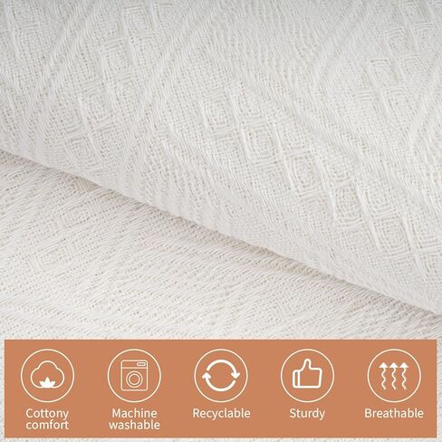 YEXEXINM Extra Large Outdoor Picnic Blanket 118" x 71" Oversize Woven Cotton Yarn Beach Blanket with Fringe, Machine Washable Portable Blanket for Camping, Beach, Park, Fits 6 to 9 Adults (White) in Saudi Arabia