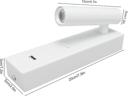 مصباح قراءة مثبت على الحائط من Focket، دوران 350 درجة USB 5V 2A مخرج سبائك الألومنيوم، ضوء اللوح الأمامي مع سهولة التركيب لغرفة نوم السرير (دافئ) in Saudi Arabia