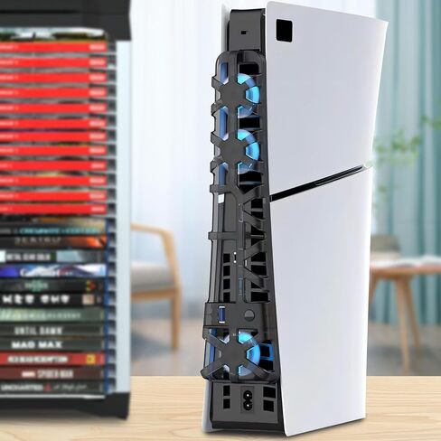 ECHZOVE NEW PS Slim Cooling Fan، محطة تبريد P5 Slim الجديدة المتوافقة مع أحدث إصدار P5 Slim Digital Edition / P5 Ultra HD مع 3 مراوح تبريد وUSB 3.0 in Saudi Arabia