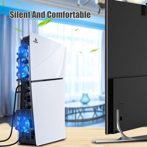 ECHZOVE NEW PS Slim Cooling Fan، محطة تبريد P5 Slim الجديدة المتوافقة مع أحدث إصدار P5 Slim Digital Edition / P5 Ultra HD مع 3 مراوح تبريد وUSB 3.0 in Saudi Arabia