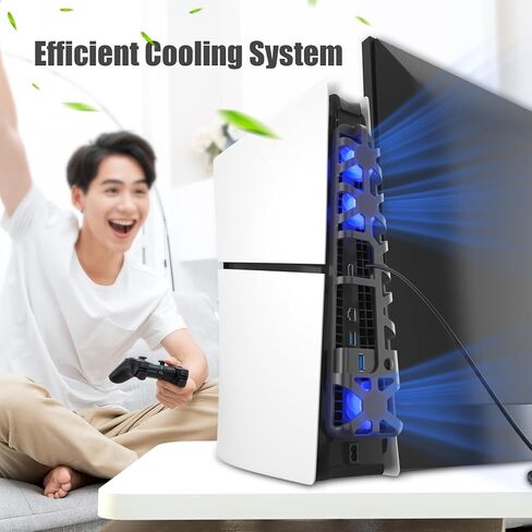 ECHZOVE NEW PS Slim Cooling Fan، محطة تبريد P5 Slim الجديدة المتوافقة مع أحدث إصدار P5 Slim Digital Edition / P5 Ultra HD مع 3 مراوح تبريد وUSB 3.0 in Saudi Arabia