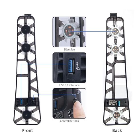 ECHZOVE NEW PS Slim Cooling Fan، محطة تبريد P5 Slim الجديدة المتوافقة مع أحدث إصدار P5 Slim Digital Edition / P5 Ultra HD مع 3 مراوح تبريد وUSB 3.0 in Saudi Arabia
