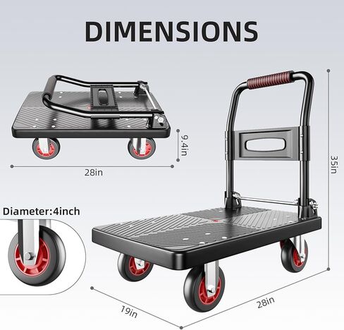 Foldable Push Cart Platform Cart,Moving Platform Hand Truck,Foldable for Easy Storage and 360 Degree Swivel Silent Wheel (980LBS) in Saudi Arabia