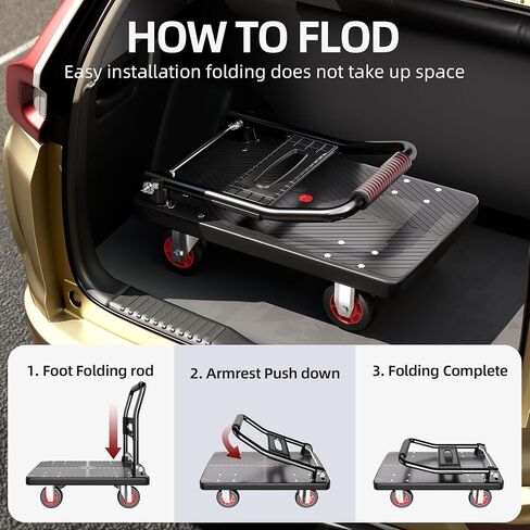 Foldable Push Cart Platform Cart,Moving Platform Hand Truck,Foldable for Easy Storage and 360 Degree Swivel Silent Wheel (980LBS) in Saudi Arabia