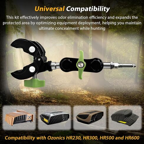 توافق حامل المشبك القابل للتعديل مع مزيلات الروائح Ozonics HR230 وHR300 وHR500 وHR600، مثبتة على جذوع الأشجار، ودعامات النقاط العمياء، والألياف الزجاجية وأعمدة الألومنيوم in Kuwait