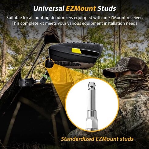 توافق حامل المشبك القابل للتعديل مع مزيلات الروائح Ozonics HR230 وHR300 وHR500 وHR600، مثبتة على جذوع الأشجار، ودعامات النقاط العمياء، والألياف الزجاجية وأعمدة الألومنيوم in Kuwait