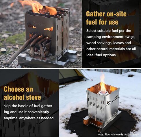 Survival Stove for Camping Cooking, Portable Wood Burning Stove, Stable Stainless Steel Foldable Camp Stove, Emergency Outdoor Cooking Stove No Gas Required, Compact Bushcraft Stove in Saudi Arabia