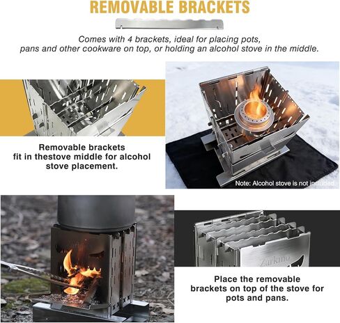 Survival Stove for Camping Cooking, Portable Wood Burning Stove, Stable Stainless Steel Foldable Camp Stove, Emergency Outdoor Cooking Stove No Gas Required, Compact Bushcraft Stove in Saudi Arabia