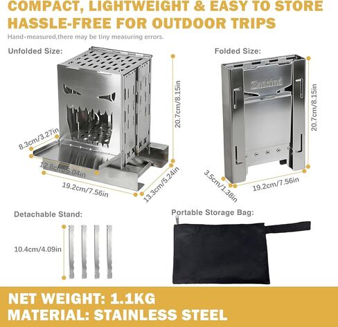 Survival Stove for Camping Cooking, Portable Wood Burning Stove, Stable Stainless Steel Foldable Camp Stove, Emergency Outdoor Cooking Stove No Gas Required, Compact Bushcraft Stove in Saudi Arabia