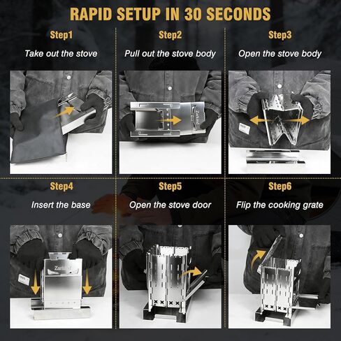Survival Stove for Camping Cooking, Portable Wood Burning Stove, Stable Stainless Steel Foldable Camp Stove, Emergency Outdoor Cooking Stove No Gas Required, Compact Bushcraft Stove in Saudi Arabia