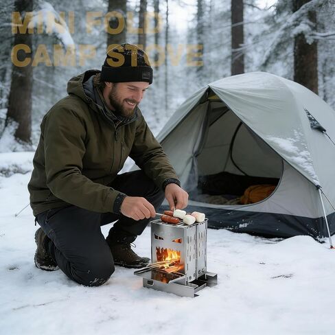 Survival Stove for Camping Cooking, Portable Wood Burning Stove, Stable Stainless Steel Foldable Camp Stove, Emergency Outdoor Cooking Stove No Gas Required, Compact Bushcraft Stove in Saudi Arabia