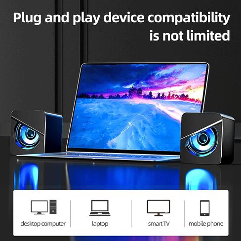 USB Powered Computer Speakers, Wired Stereo for PC Laptop Monitor Gaming & Desktop Setup in Saudi Arabia