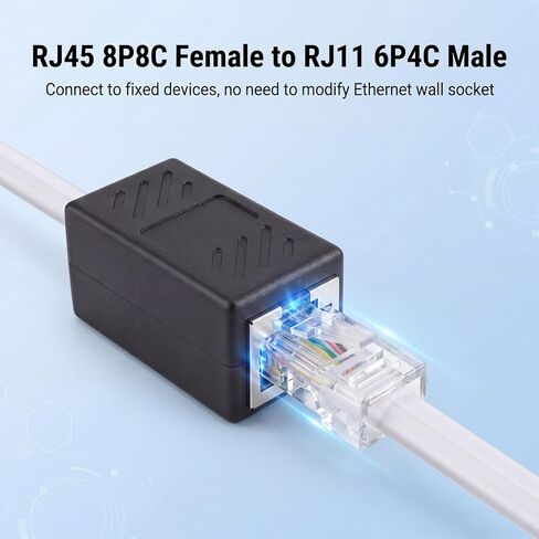 2 قطعة مقبس الهاتف إلى محول كابل إيثرنت، RJ45 أنثى إلى RJ11، RJ11 إلى RJ45 محول ذكر لخدمة الهاتف الثابت in Saudi Arabia