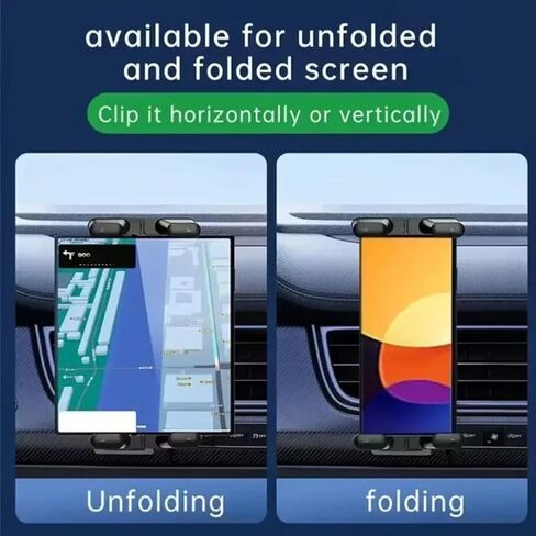 Car Air Vent Stand Universal Holder Mount Compatible with 7" - 12.9" Tablets iPad,4" - 7" Folding Screen/Straight Panel Phone (Black) in Saudi Arabia