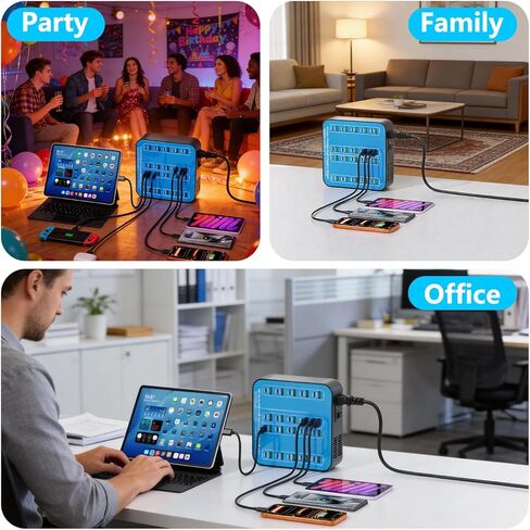 محطة شحن USB C بقدرة 400 واط، 40 منفذًا (20 USBA+20 USBC) شاحن USB C لسطح المكتب، مناسب لمحطة شحن سريعة متعددة الأجهزة، متوافق مع iPhone 16/15/14/13/12/Galaxy S23/S22/الكمبيوتر اللوحي in Kuwait