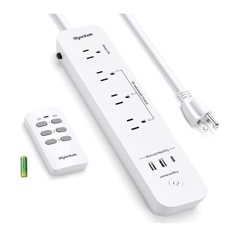 syantek قطاع الطاقة للتحكم عن بعد مع 3 USB قطاع الطاقة حامية مع 3 منافذ التحكم RF، سلك تمديد 5ft، منفذ التحكم عن بعد 15A / 1875W للأجهزة المنزلية ومحطات العمل in Kuwait