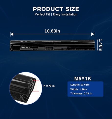 استبدال بطارية M5Y1K لجهاز Dell Inspiro 17 5000 Series 5755 5756 5758 5759، بطارية ليثيوم أيون قابلة لإعادة الشحن 4 خلايا بقدرة 3000 مللي أمبير في الساعة، متوافقة مع m5y1k، GXVJ3‌، ‌6YFVW، P28E، W6D4J‌، WKRJ2‌ in Kuwait