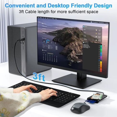 Smart Card Reader with NFC, CAC Reader for DOD Military Common Access, 2-in-1 Contact & Contactless ID and Bank Chip Card Reader, Built-in USB-C with USB-A Adapter for Windows, MacOS, Linux in Saudi Arabia