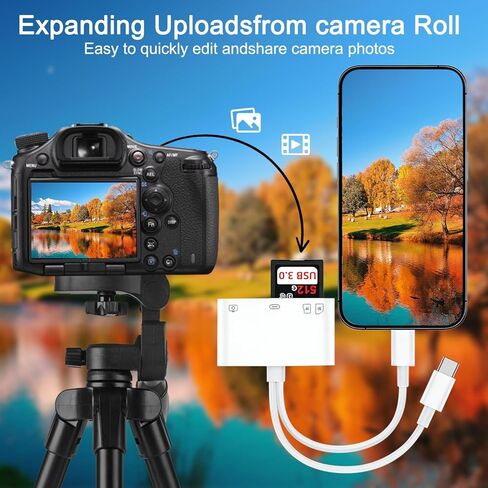 قارئ بطاقات الذاكرة 4 في 1، قارئ بطاقات SD لأجهزة iPhone وiPad وقارئ بطاقات SD وقارئ بطاقات USB C&Lightning ثنائي المنافذ وقارئ بطاقات Micro SD، وقارئ بطاقات الذاكرة لمحول الكاميرا، ودعم SD وMicro SD والتوصيل والتشغيل in Saudi Arabia