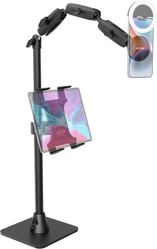 ARKON Mounts Remarkable Creator Pro+Plus Overhead Content Creation Mount with Magnetic Phone Holder, Tablet Mount, LED Ring Light, and Adjustable Filming Arm (Black) in Saudi Arabia