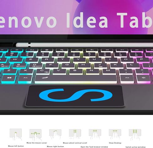 حافظة لوحة المفاتيح Lenovo Idea Tab 11 بوصة 2025: 3 مناطق 7 ألوان لوحة مفاتيح بإضاءة خلفية لـ 11 بوصة Lenovo Idea Tab(TB-336ZU/336FU) - غطاء لوحة مفاتيح لاسلكية ذكية قابلة للفصل مع حامل قلم in Kuwait