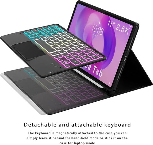 حافظة لوحة المفاتيح Lenovo Idea Tab 11 بوصة 2025: 3 مناطق 7 ألوان لوحة مفاتيح بإضاءة خلفية لـ 11 بوصة Lenovo Idea Tab(TB-336ZU/336FU) - غطاء لوحة مفاتيح لاسلكية ذكية قابلة للفصل مع حامل قلم in Kuwait