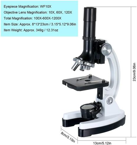 Microscope Accessories Kit HM1200 High Definition Professional Metal Trinocular Microscope Magnifier 100X-1200X Large Eyepiece Microscope Slides in Saudi Arabia