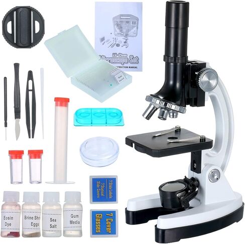 مجموعة ملحقات المجهر HM1200 عالية الوضوح احترافية معدنية ثلاثية العينيات المجهر المكبر 100X-1200X شرائح المجهر الكبيرة للعدسة in Saudi Arabia
