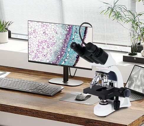 مجهر للبالغين 40X-5000X درجة مختبر التكبير مع مراحل ميكانيكية مزدوجة وكاميرا USB عالية الدقة مجهر ثلاثي العينيات in Kuwait