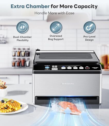 DualCore CVS101 Chamber Vacuum Sealer للسوائل والفيديو، مناطق فراغ مزدوجة 6 لتر ومشبك حقيبة عريض جدًا، مضخة جافة ثنائية النواة بقدرة 230 وات × 4، آلة تغليف المواد الغذائية من الدرجة التجارية للاستخدام المنزلي in Kuwait
